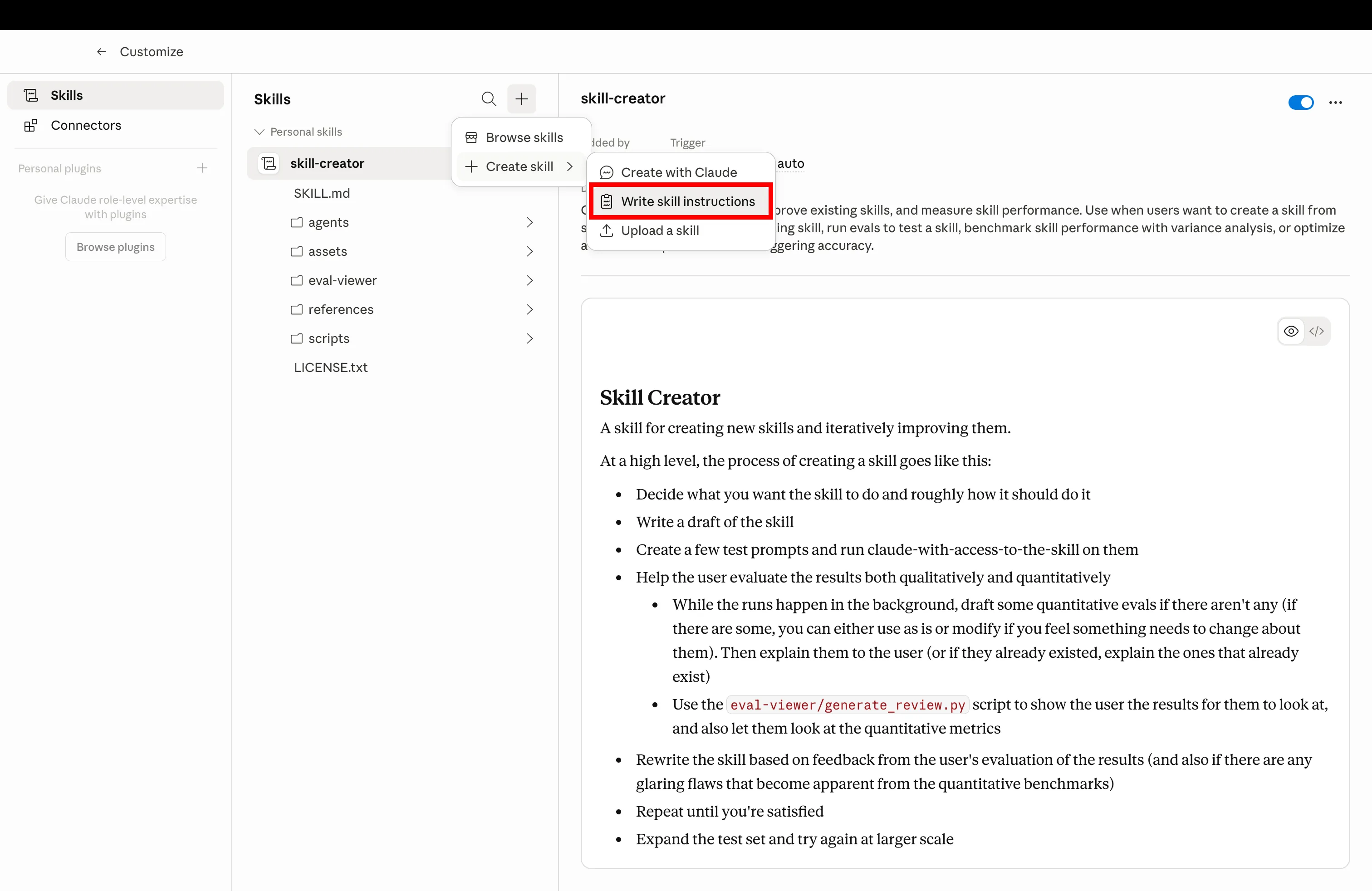 Create a new Claude skill by uploading SKILL.md file for Shopify CRO and growth